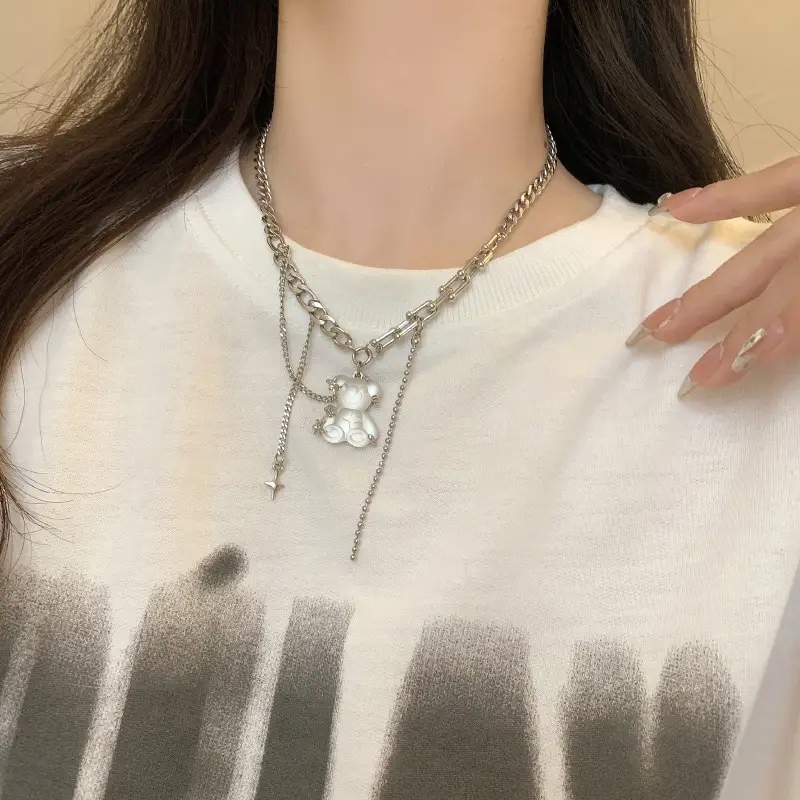 Transparent Jelly Bear Mang Star Necklace Women — feature 9