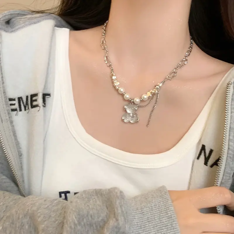 Transparent Jelly Bear Mang Star Necklace Women