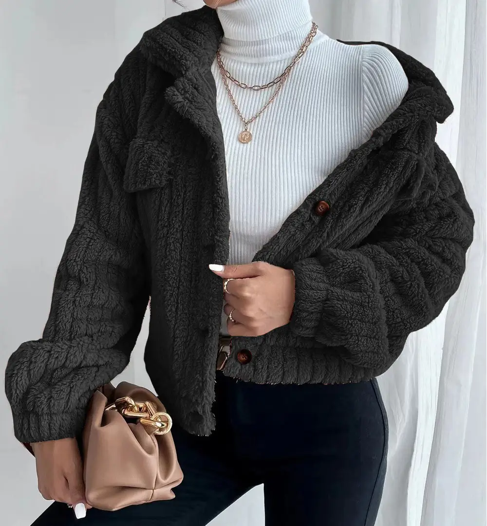 Women's 2025 Fleece Lined Turn-Down Jacket Brown — feature 17
