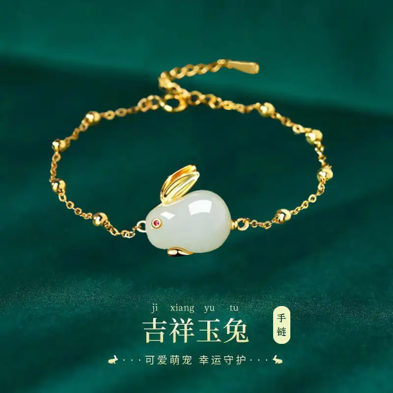 Chinese Style New Nafu Jade Rabbit Bracelet for Girl's Birthday Gift - Image 2