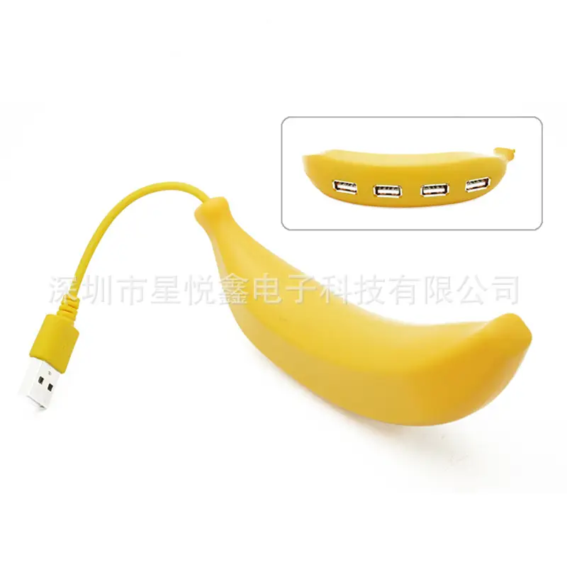 Factory Direct Banana USB Hub 4x2.0 Splitter Yellow