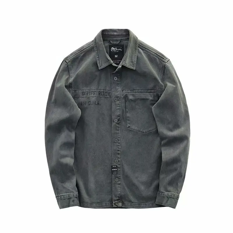 Men Japanese Ins Long Sleeve Shirt Tan