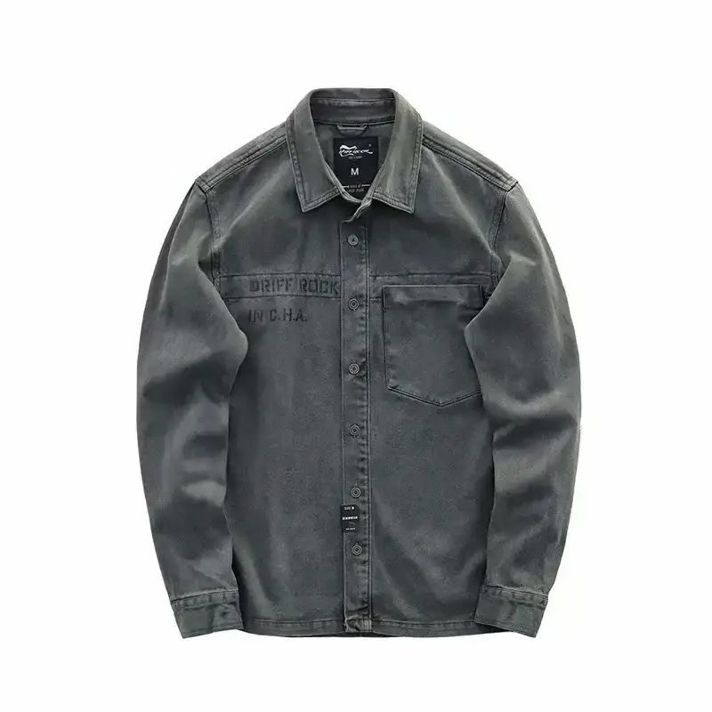 Men Japanese Ins Long Sleeve Shirt Tan