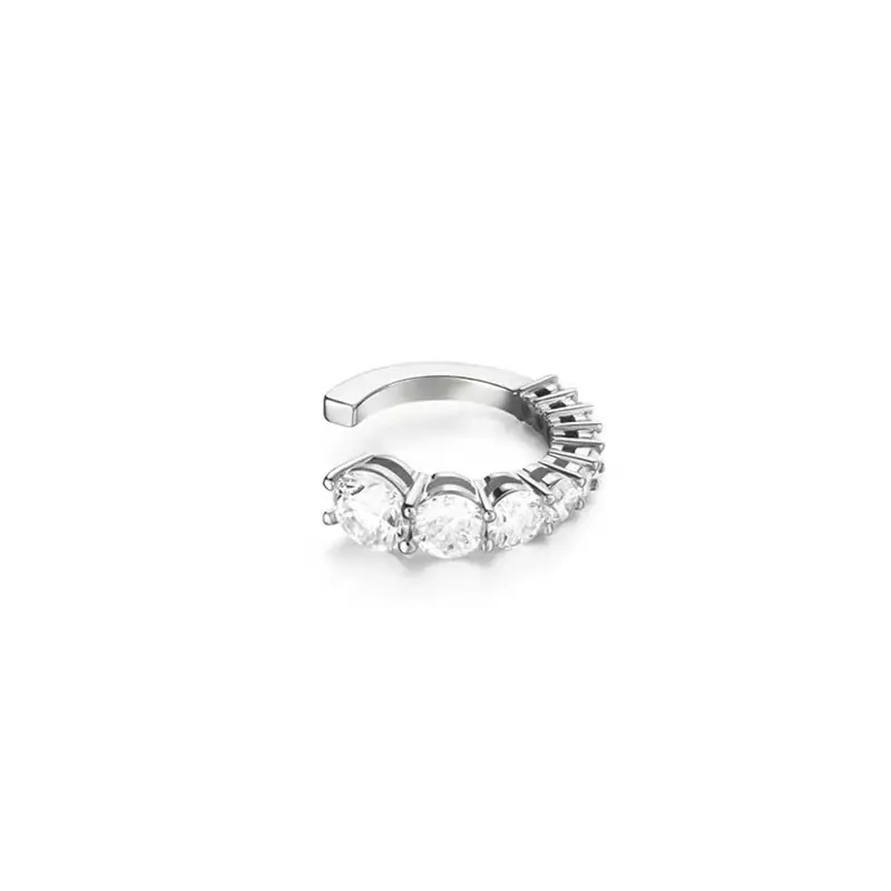 Women's C-Shape Multi Layer Diamond Earrings Silver - Image 12