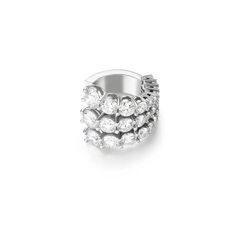 Women's C-Shape Multi Layer Diamond Earrings Silver - Image 6