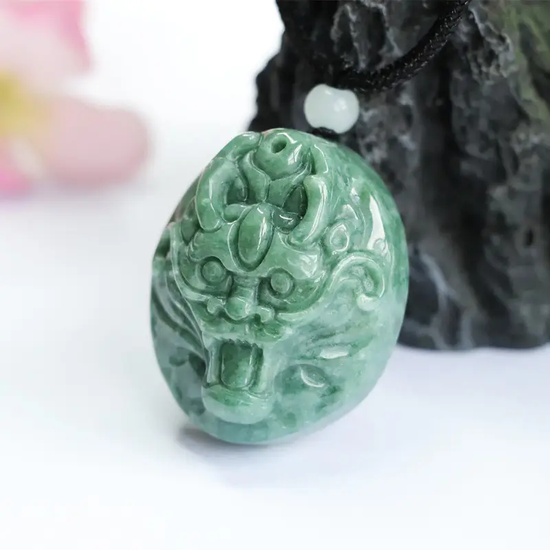 Jade Zodiac Dragon Pendant Green Natural Grade - Image 5