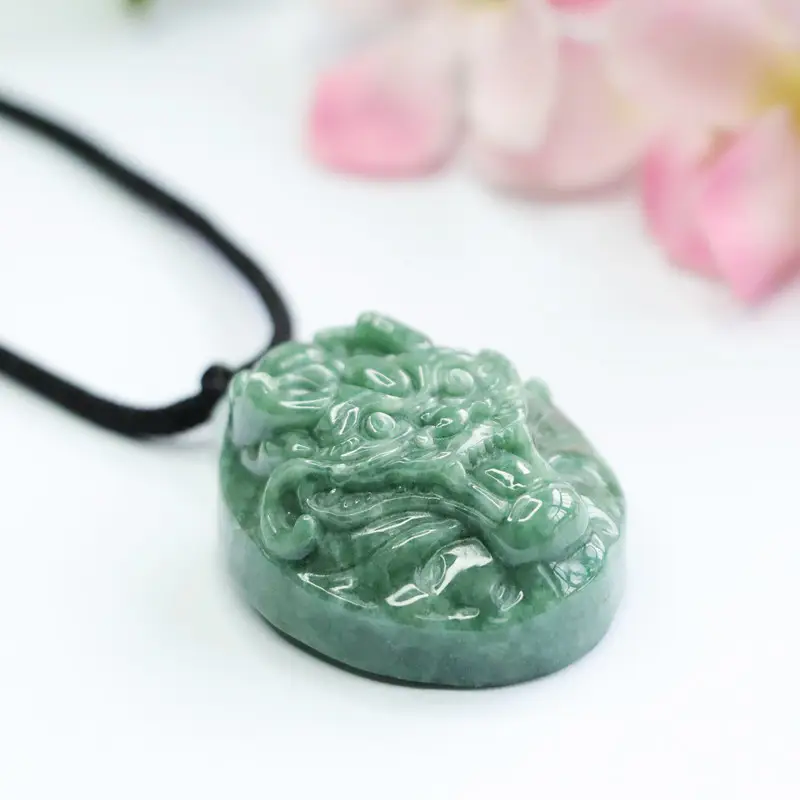 Jade Zodiac Dragon Pendant Green Natural Grade — feature 7