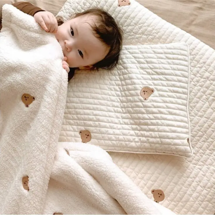 Newborn Baby Quilted Pillow Anti-Spitting Breathable Embroidered - Image 9