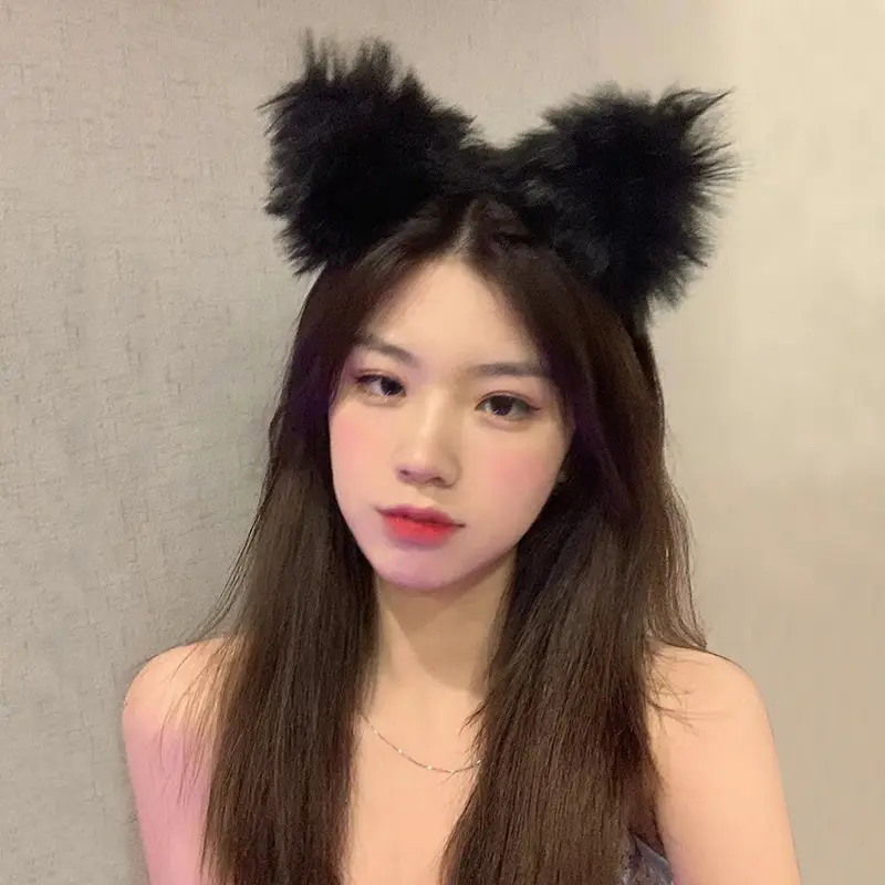 White Fox Headband with Pink Flower Decor — feature 10