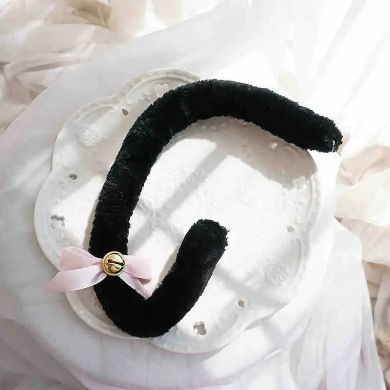 White Fox Headband with Pink Flower Decor - Image 9
