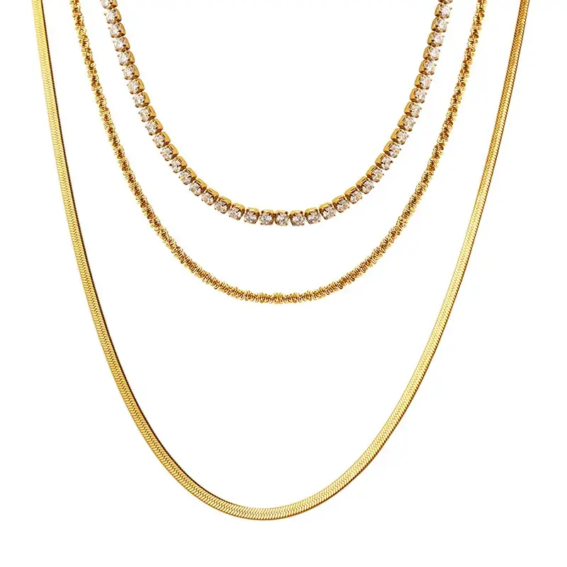 Gold Stacked Diamond Chain Necklace for Women - Image 6