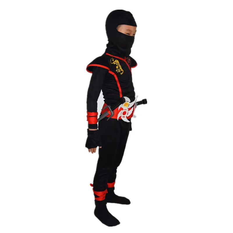 Japanese Ninja Cospaly Anime Samurai Kids Costume Black Red