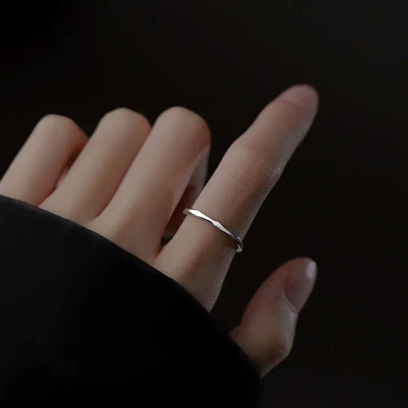 S925 Sterling Silver Ring for Women, Plain Circle Design, Trendy Index Finger Design - Image 3