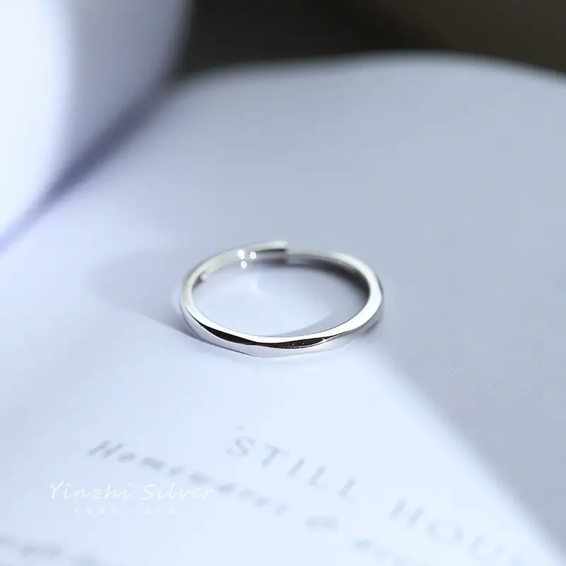 S925 Sterling Silver Ring for Women, Plain Circle Design, Trendy Index Finger Design - Image 5