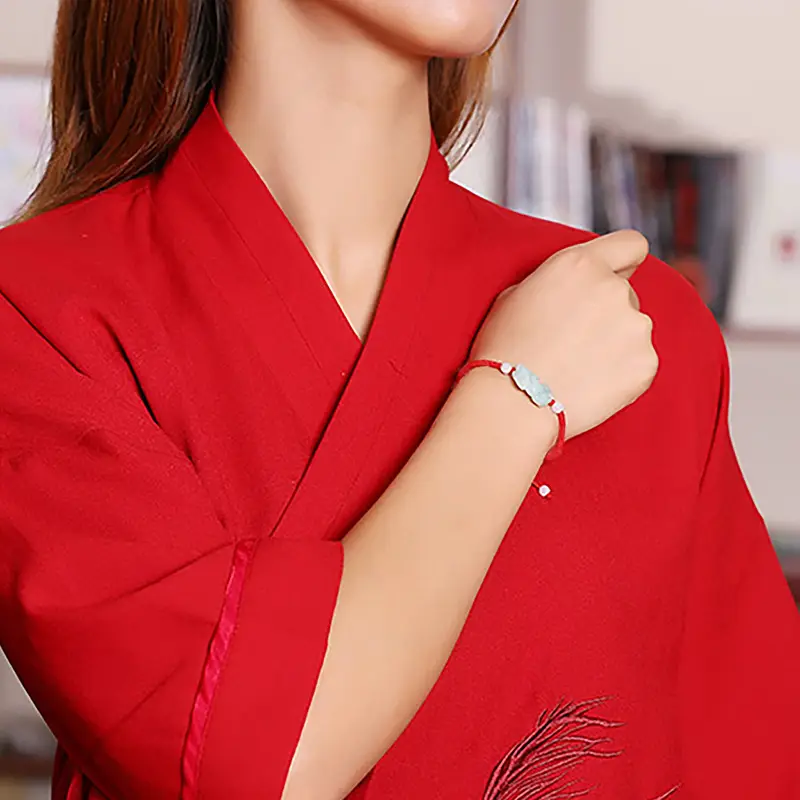 Women's Red Jade Pi Xiu Hand Rope Bracelet - Image 6