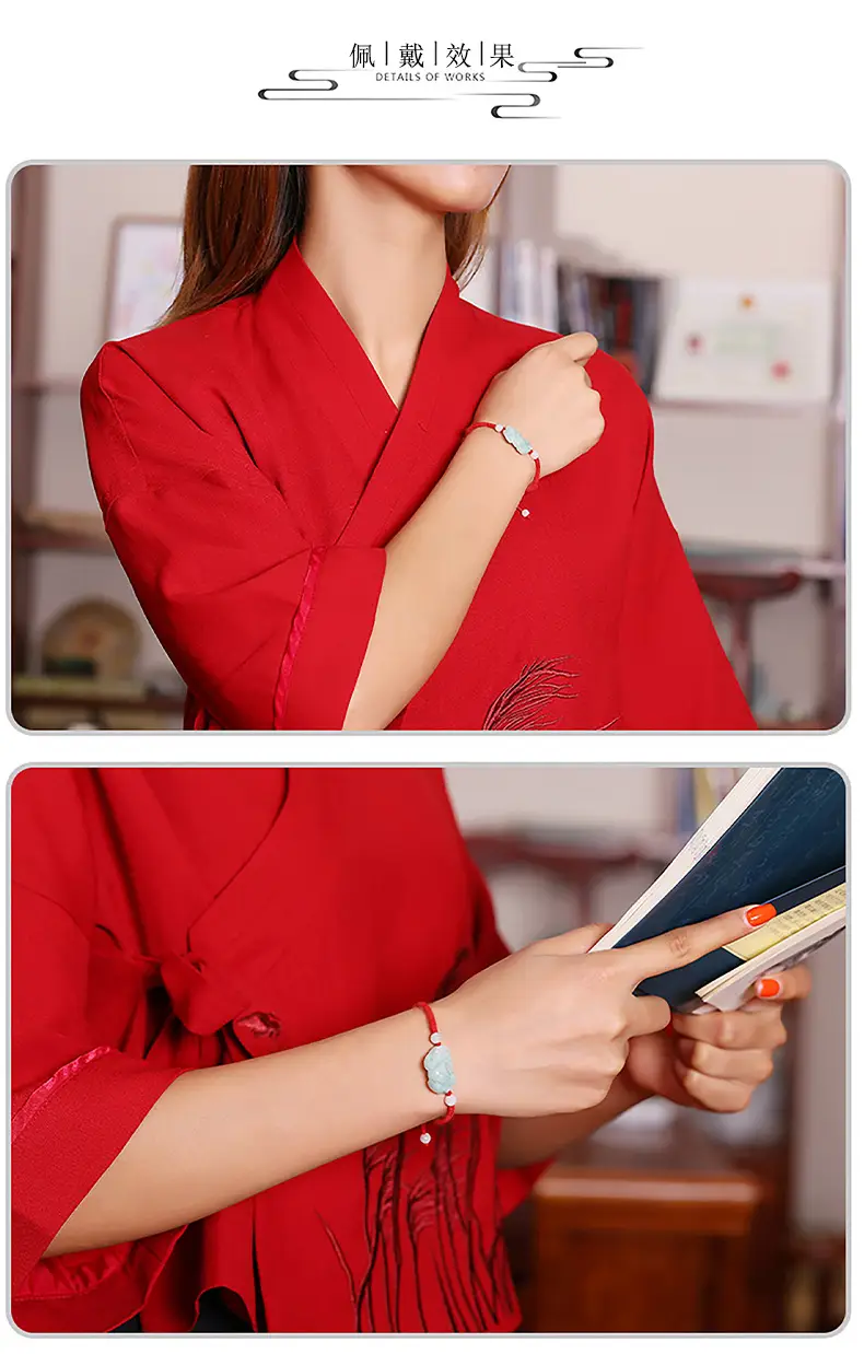 Women's Red Jade Pi Xiu Hand Rope Bracelet — feature 8