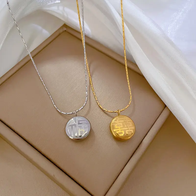 Gold Double Fuxi Necklace for Women
