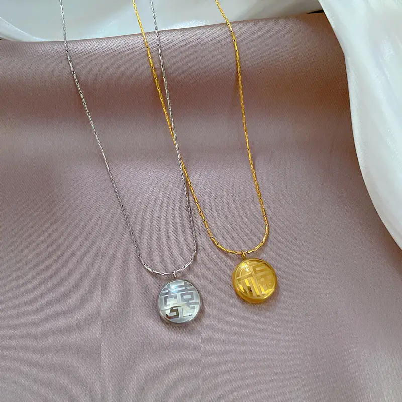 Gold Double Fuxi Necklace for Women
