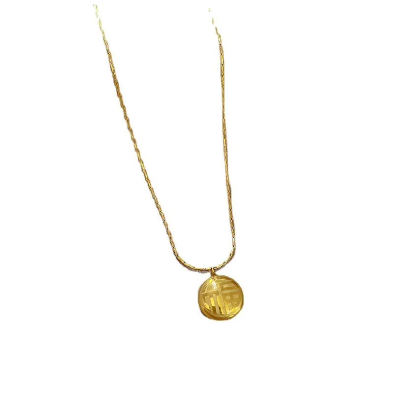 Gold Double Fuxi Necklace for Women