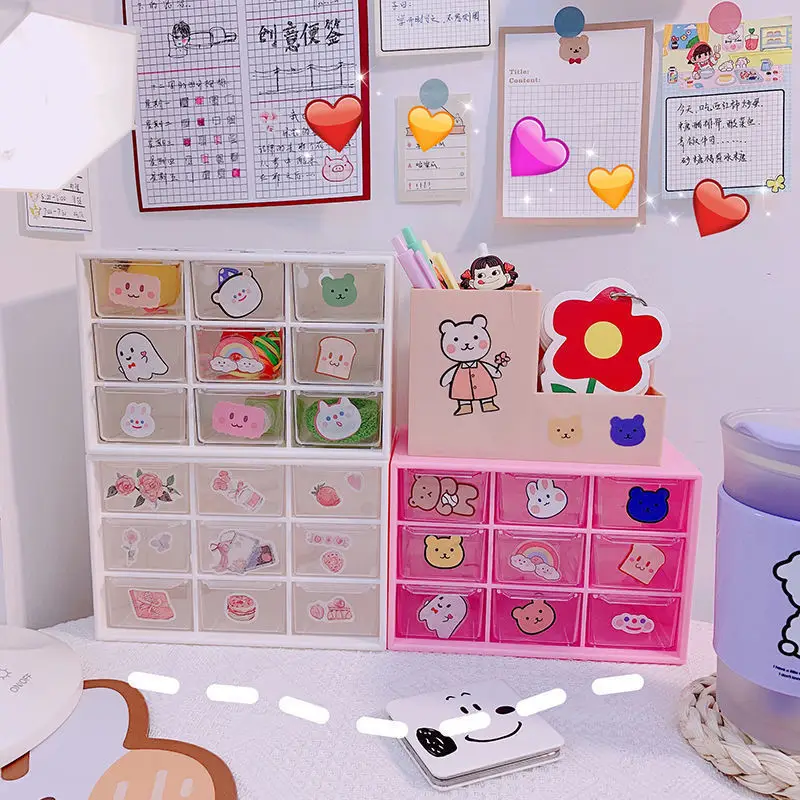 Ins Girl's Heart Jiugongge Storage Box 12cm