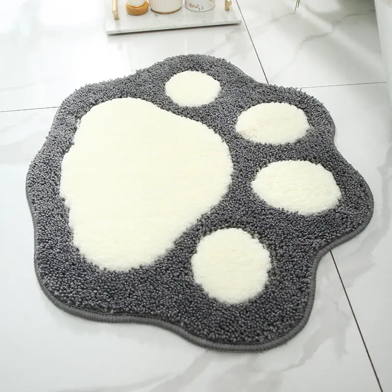 Cartoon Foot Shape Cat Dog Bathroom Mat Non-Slip Absorbent - Image 5