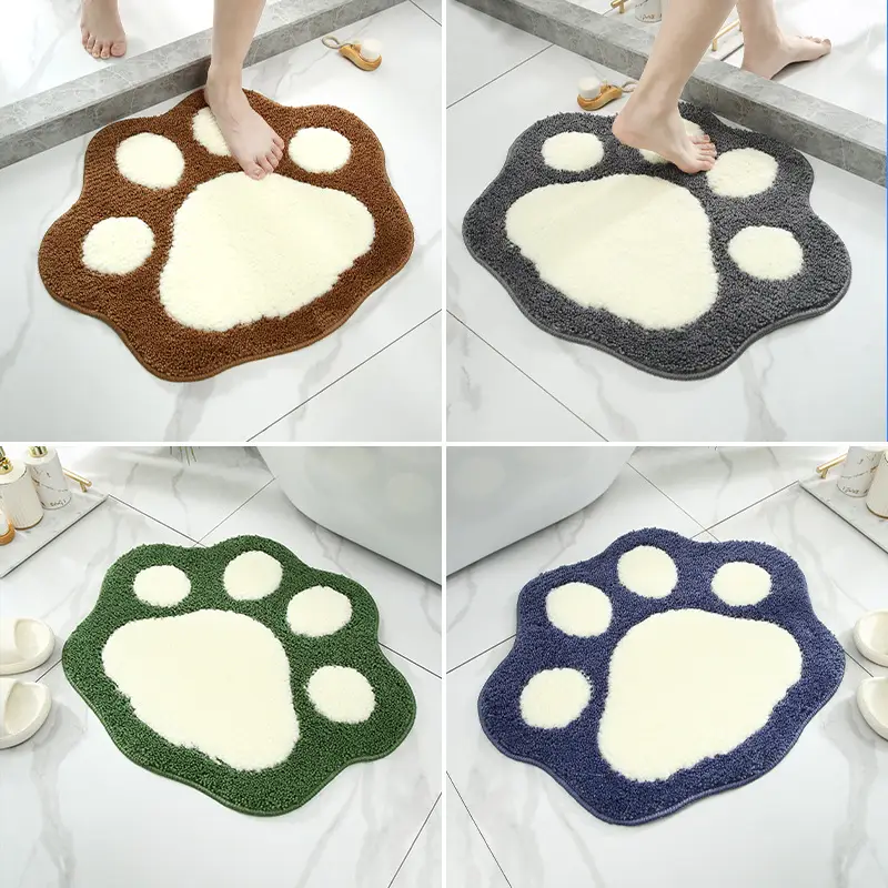 Cartoon Foot Shape Cat Dog Bathroom Mat Non-Slip Absorbent - Image 6