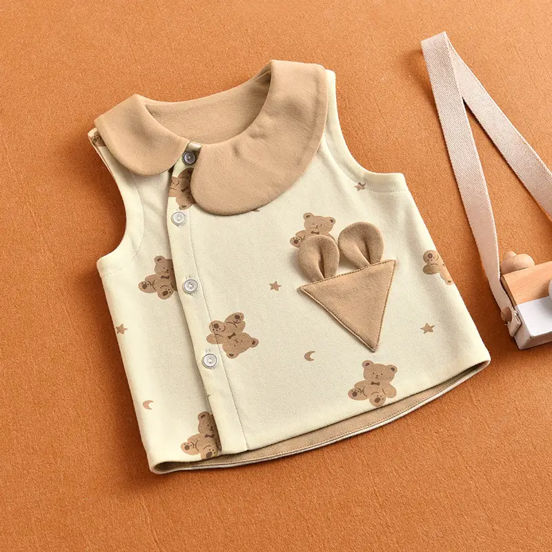 Baby Cotton Vest with Heart Print Spring Autumn Wear - Image 3