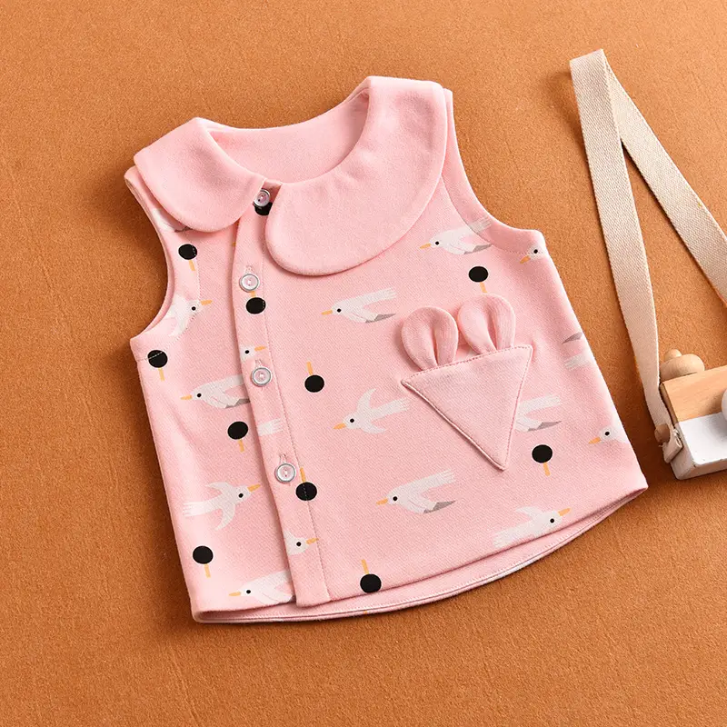 Baby Cotton Vest with Heart Print Spring Autumn Wear - Image 4