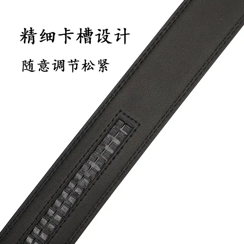 Men's Automatic Buckle Belt Black Cowhide Business Style - Image 6