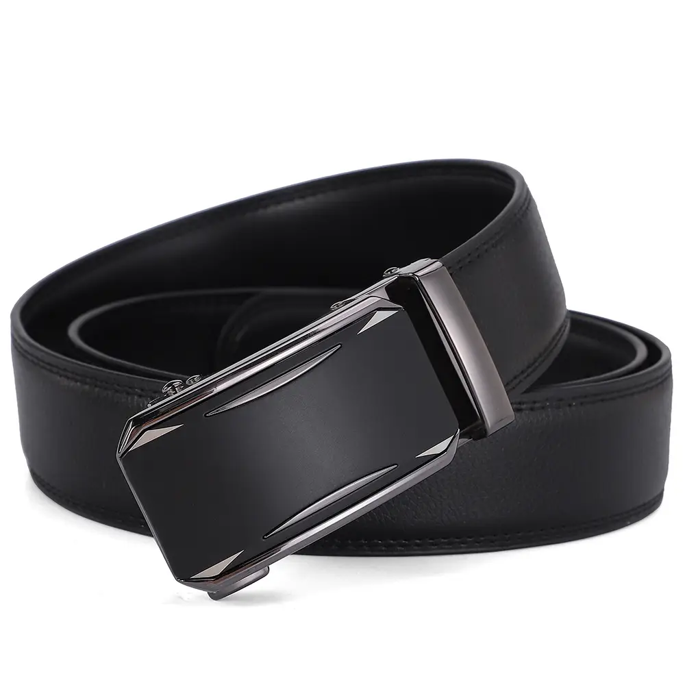 Men's Automatic Buckle Belt Black Cowhide Business Style - Image 7