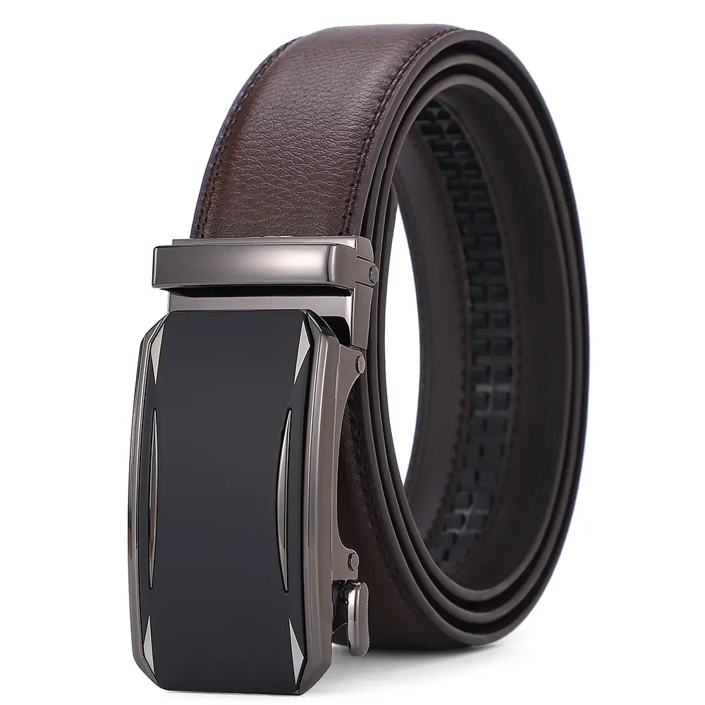 Men's Automatic Buckle Belt Black Cowhide Business Style - Image 2