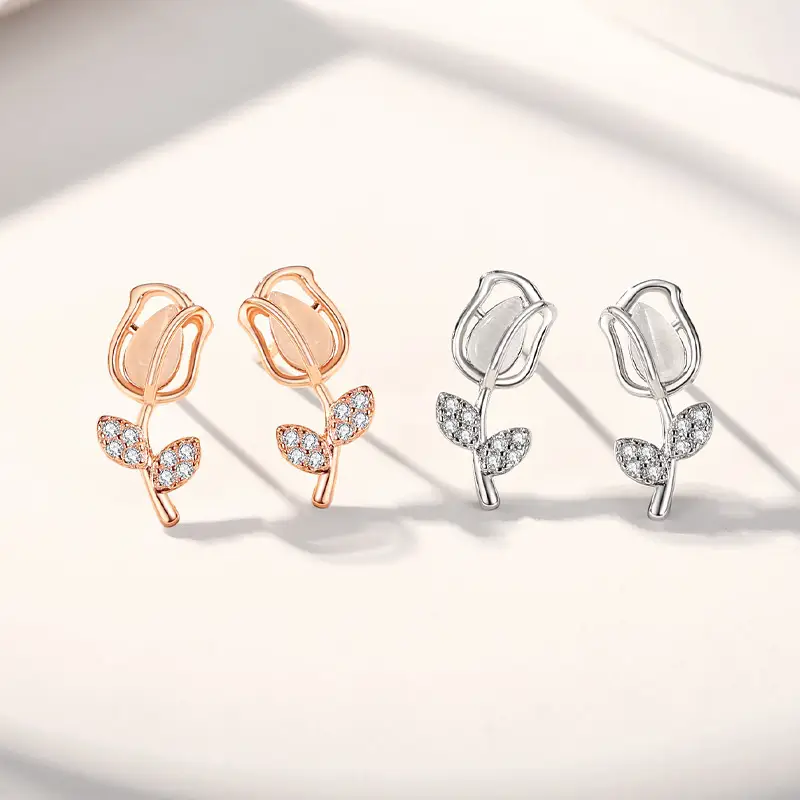 S925 Gold Sweet Tulip Earrings for Women