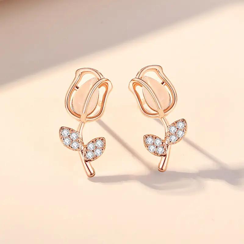 S925 Gold Sweet Tulip Earrings for Women
