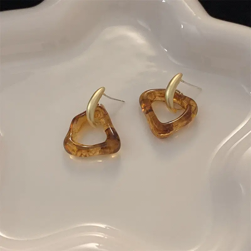 Matte Amber Stud Earrings for Women