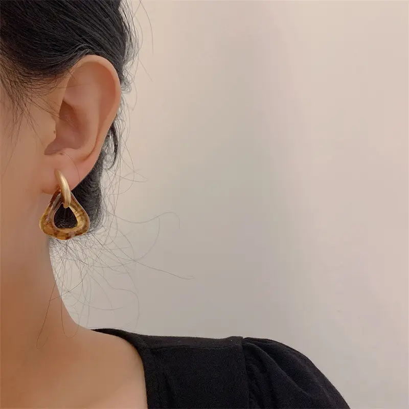 Matte Amber Stud Earrings for Women