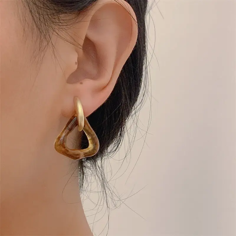 Matte Amber Stud Earrings for Women