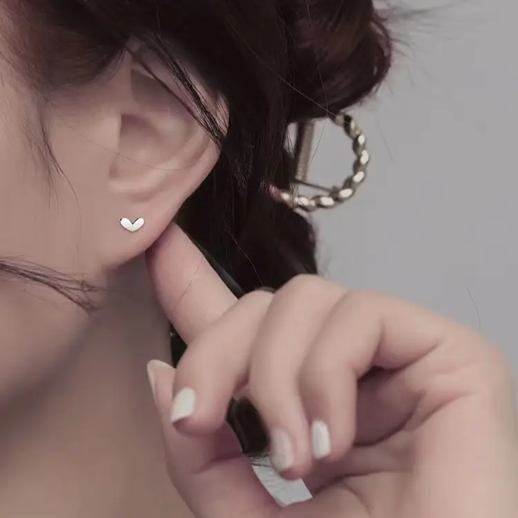 Sterling Silver Love Screw Ear Nails for Women - Image 4