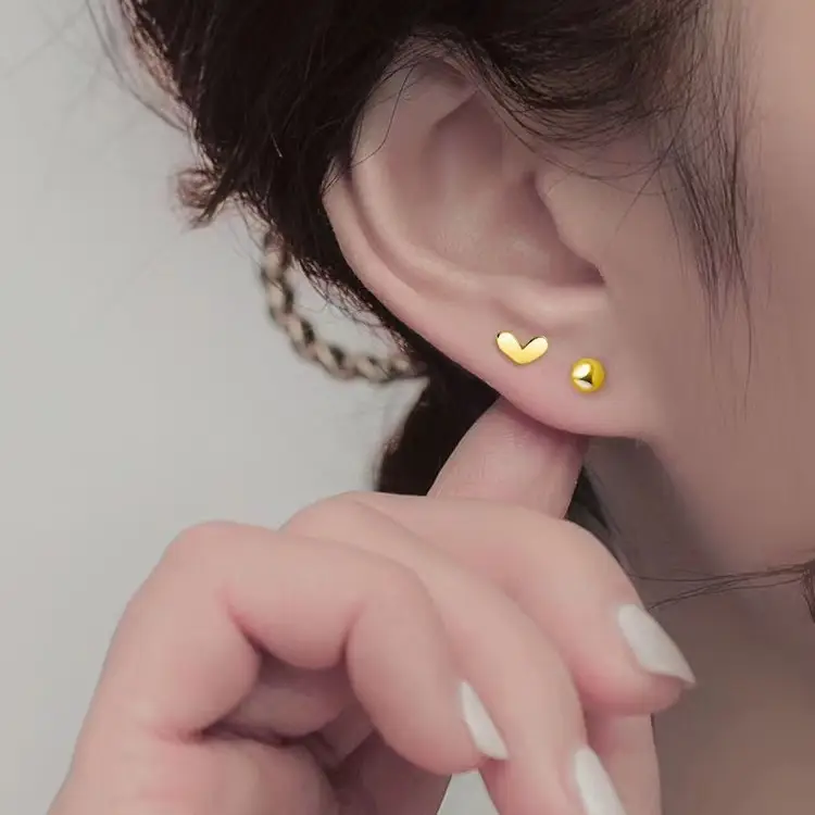Sterling Silver Love Screw Ear Nails for Women - Image 5