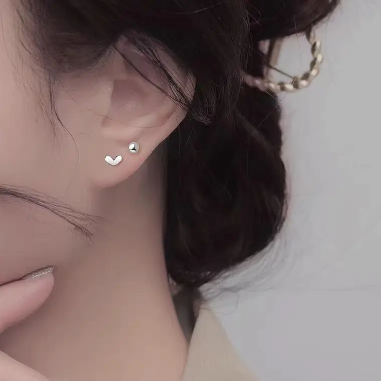 Sterling Silver Love Screw Ear Nails for Women - Image 6