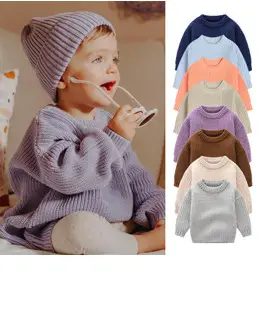 Baby's & Girls' Turtleneck Sweater Set in Blue, Red, Green, Beige — feature 2