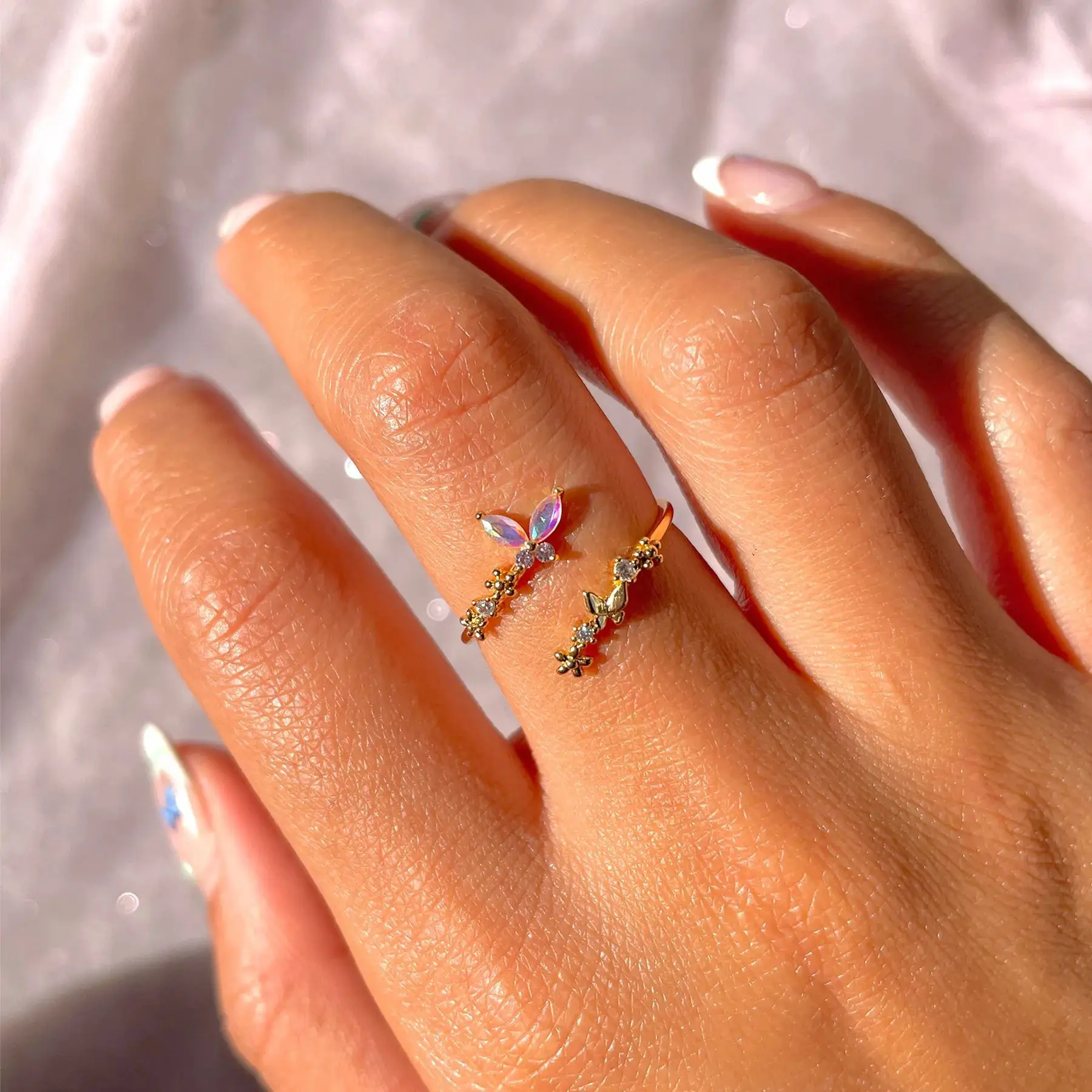 Golden Butterfly Open Ring for Women - Image 5