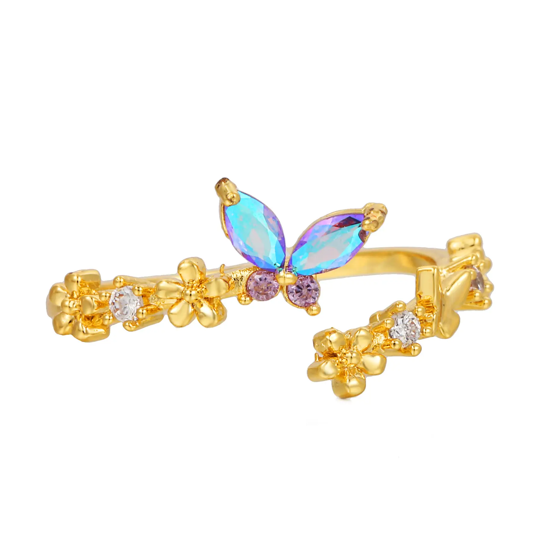 Golden Butterfly Open Ring for Women - Image 2