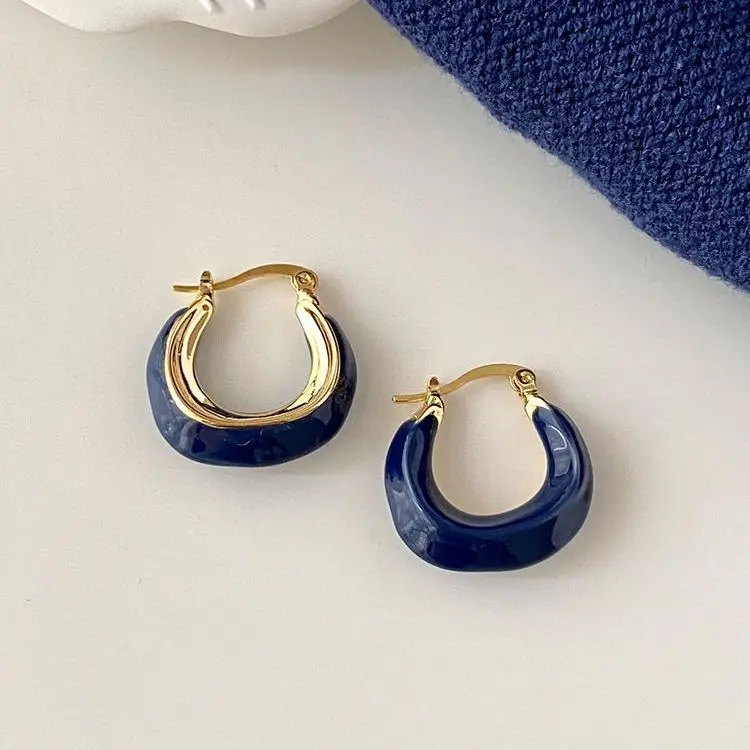 French Retro Blue Square Earrings 2022 - Image 19