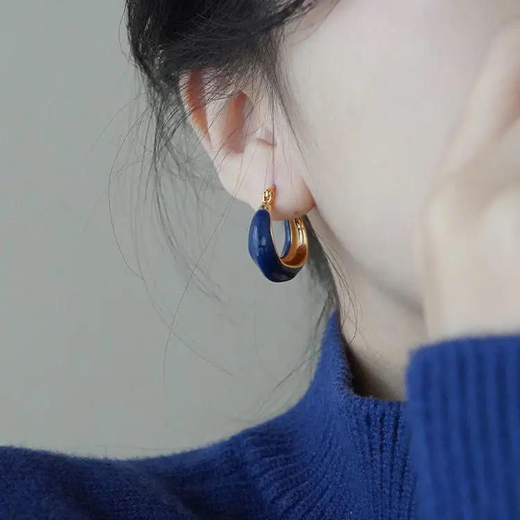 French Retro Blue Square Earrings 2022 - Image 20