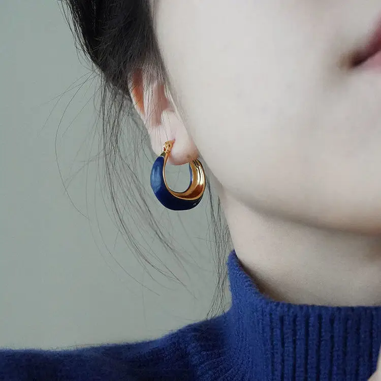 French Retro Blue Square Earrings 2022 - Image 21