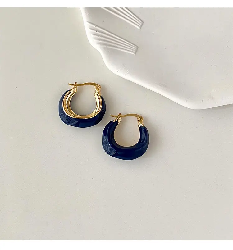 French Retro Blue Square Earrings 2022 — feature 13