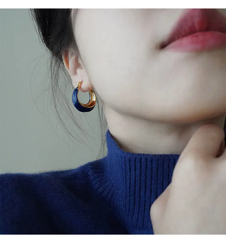 French Retro Blue Square Earrings 2022 — feature 15