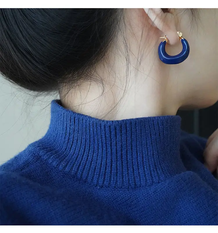 French Retro Blue Square Earrings 2022 — feature 17