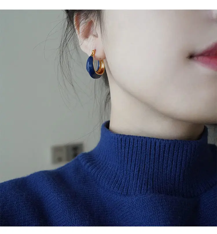 French Retro Blue Square Earrings 2022 — feature 19