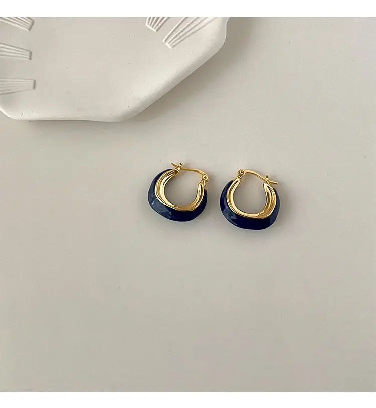 French Retro Blue Square Earrings 2022 — feature 21